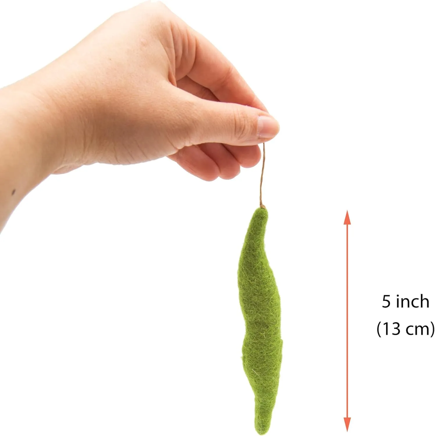 Glaciart One Green Beans Cat Toy  5 Pcs | Soft Fuzzy Enrichment 100% Natural Wool - Interactive Catnip Play Cat Toy Set - Safe for Pets, Non-AZO Colored Dyes