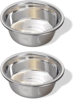 Greendale - 2 Pack - Large (6.75 Cups) - Stainless Steel Metal Dog Bowls - Perfect for Dog Food and Water