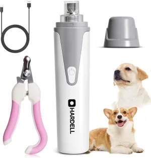 HARDELL Dog Nail Grinder, Super Quiet Dog Nail Trimmers with 2 LED Lights & 3 Grinding Ports, USB Rechargeable and Cordless Safety Dog Nail Clippers Kit for Small Medium Dogs/Cats & Puppy