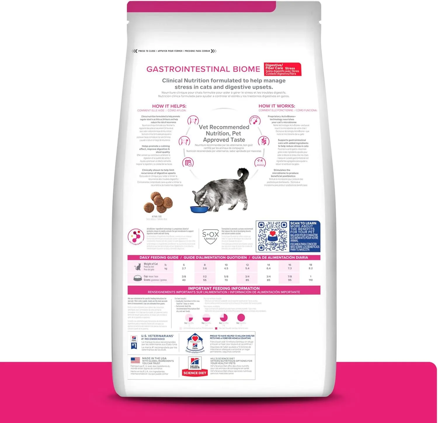 Hill's Prescription Diet Gastrointestinal Biome Digestive/Fiber Care with Chicken Dry Cat Food, Veterinary Diet, 8.5 lb. Bag