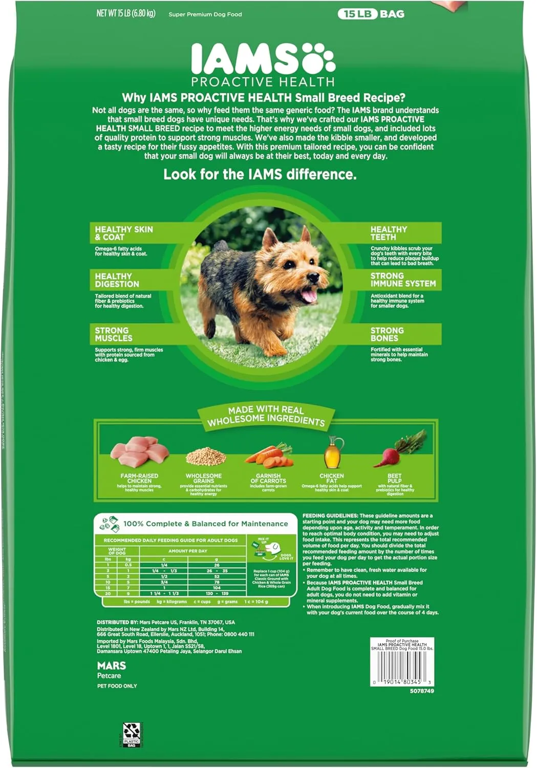 IAMS Proactive Health Small Breed Dog Food Dry with Real Chicken, 15 lb. Bag