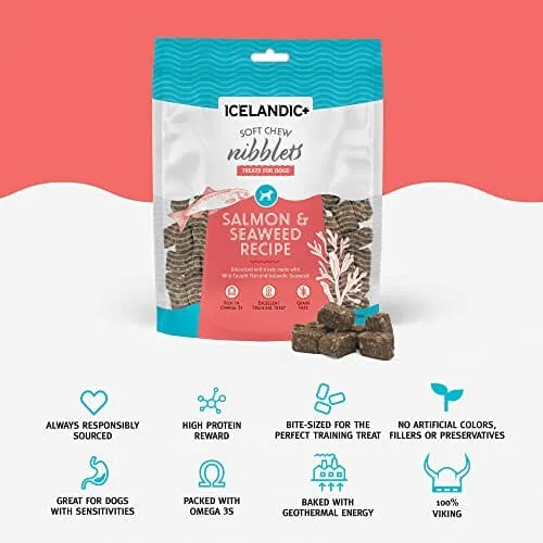 Icelandic  Soft Chew Salmon & Seaweed Soft and Chewy Dog Treats - 2.25 Oz