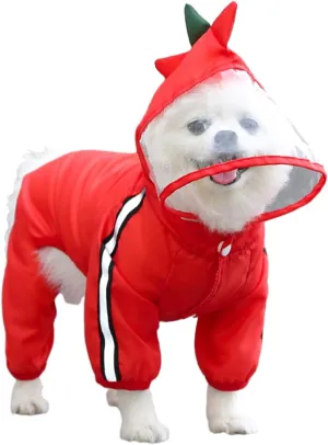 MANON ROSA Dog Raincoat Waterproof & Quick-Drying Puppy Rain Coat with Hood and Leash Hole Cute Hooded Rain Poncho Gear Clothes for Small Medium Large Dogs (Dinosaur,X-Small)