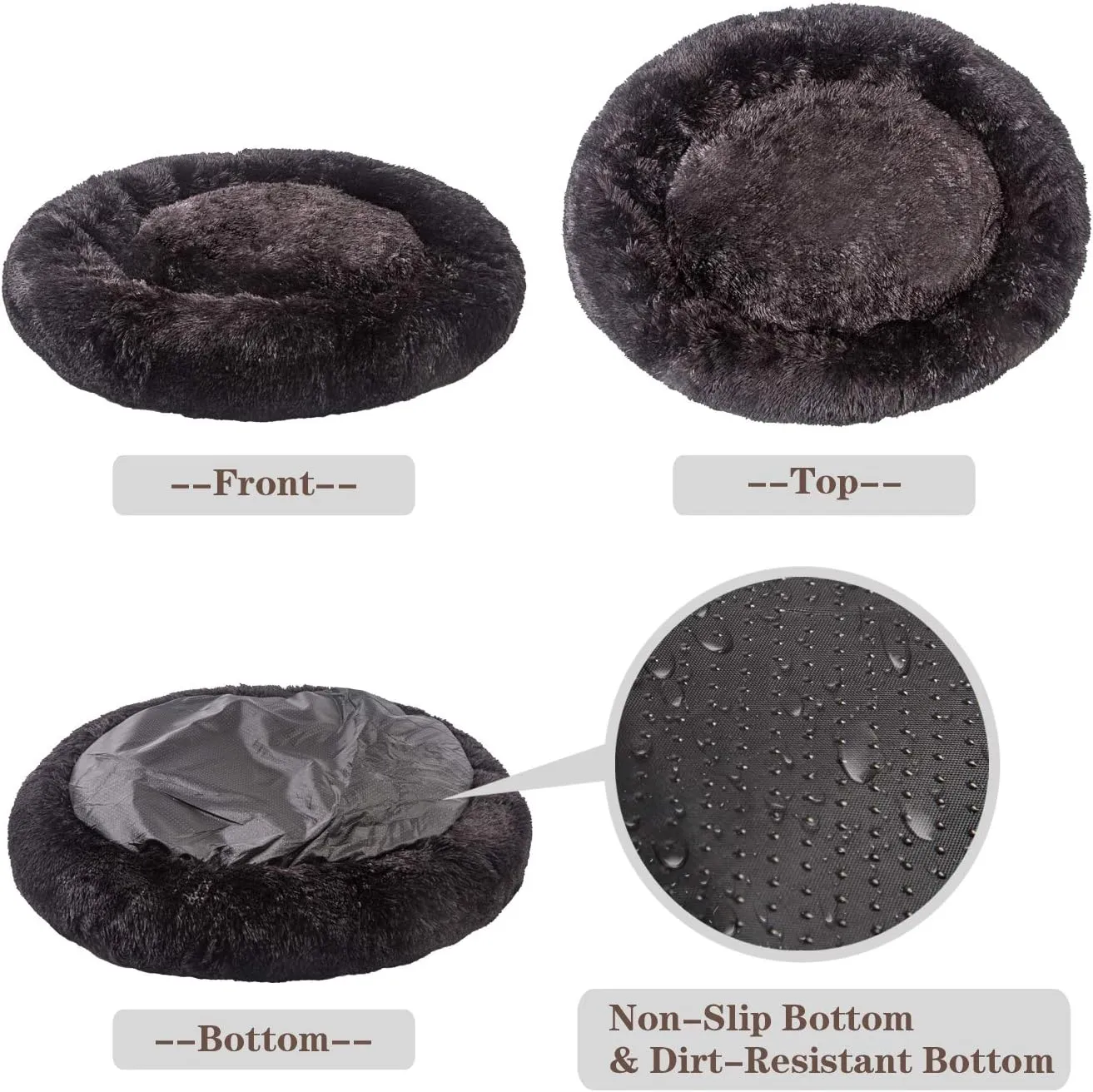 MFOX Calming Dog Bed (L/XL/XXL/XXXL) for Medium and Large Dogs Comfortable Pet Bed Faux Fur Donut Cuddler Up to 15/30/50/100lbs