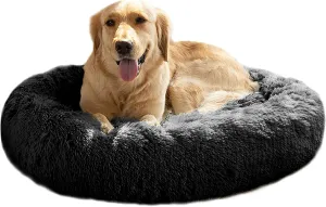 MFOX Calming Dog Bed (L/XL/XXL/XXXL) for Medium and Large Dogs Comfortable Pet Bed Faux Fur Donut Cuddler Up to 15/30/50/100lbs