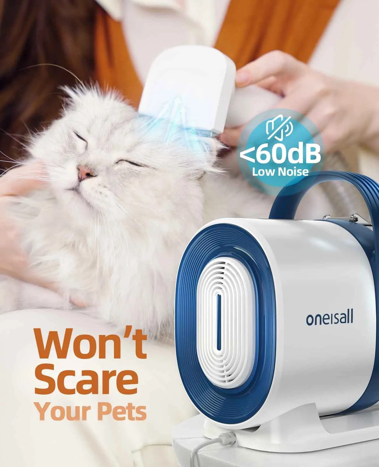 Oneisall LM2 7-in-1 Pet Grooming Vacuum Kit Purple, Grey, Blue
