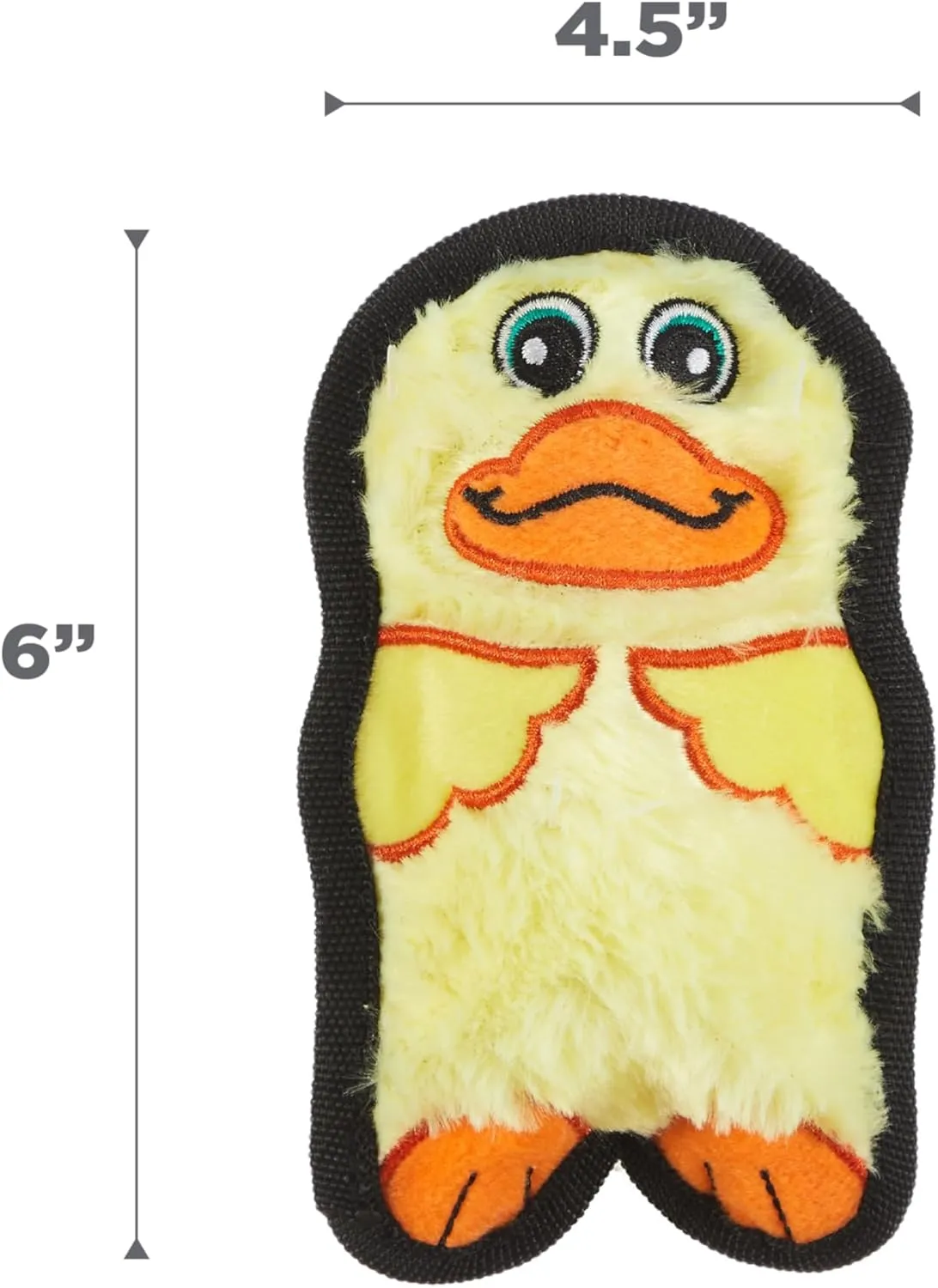 Outward Hound Durablez Minis Stuffing-Free Squeaky Interactive Dog Toy, Tough Plush, Duck, Yellow, XS