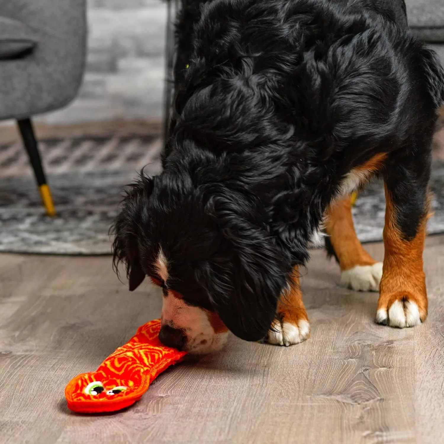 Outward Hound Durablez Stuffing-Free Squeaky Interactive Dog Toy, Tough Plush, Snake, Pink, Large