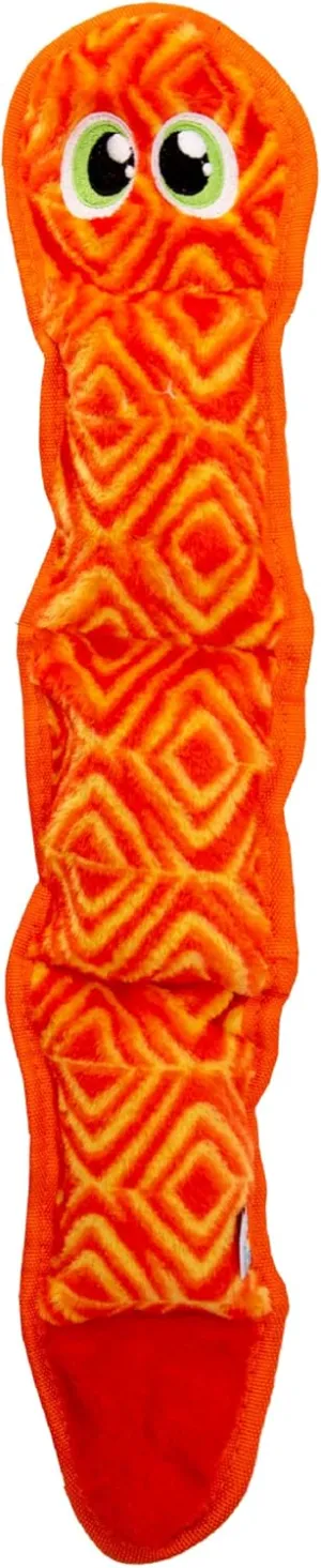 Outward Hound Durablez Stuffing-Free Squeaky Interactive Dog Toy, Tough Plush, Snake, Pink, Large
