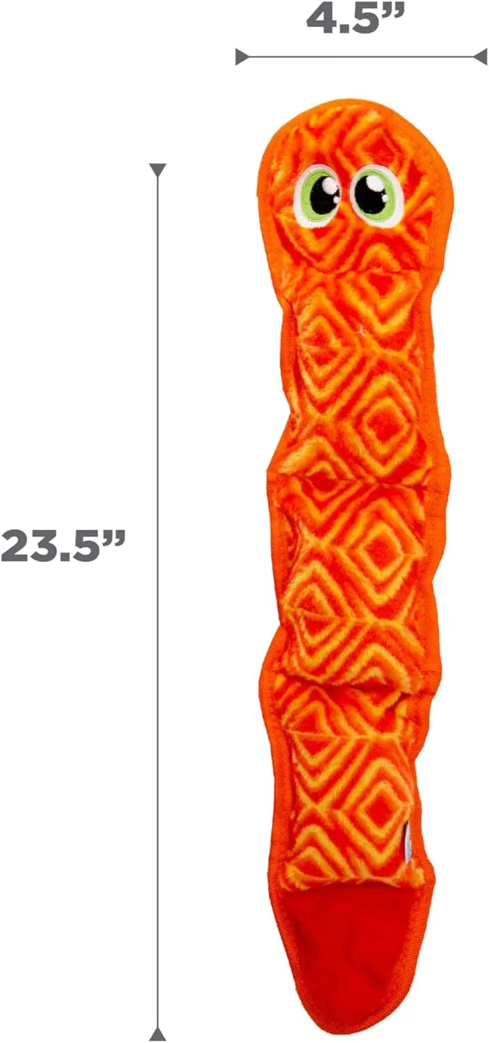 Outward Hound Durablez Stuffing-Free Squeaky Interactive Dog Toy, Tough Plush, Snake, Pink, Large