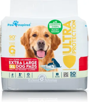 Paw Inspired Extra Large Puppy Pads 28X30" | XL Dog Pads | Dog Pee Pads | Puppy Training Pads, Potty Pads (Adhesive Strips, 50 Count)