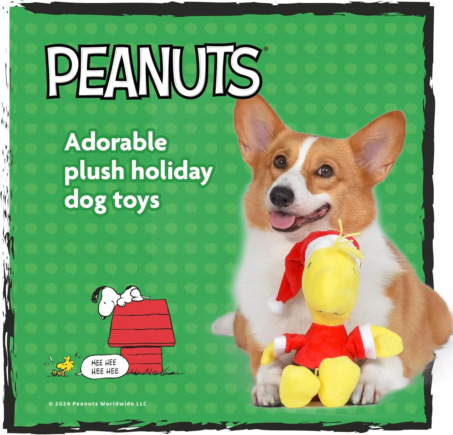 Peanuts for Pets 9" Holiday Woodstock Santa Plush Dog Toy with Squeaker | Yellow and Red Charlie Brown Plush Dog Toy | Medium Squeaky Dog Toys- Cute and Soft Stuffed Dog Toys for All Dogs Toy Bin