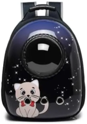 Pet Carrier Backpack with Bubble Window, Astronaut Design, Mint Blue with Cat Pattern