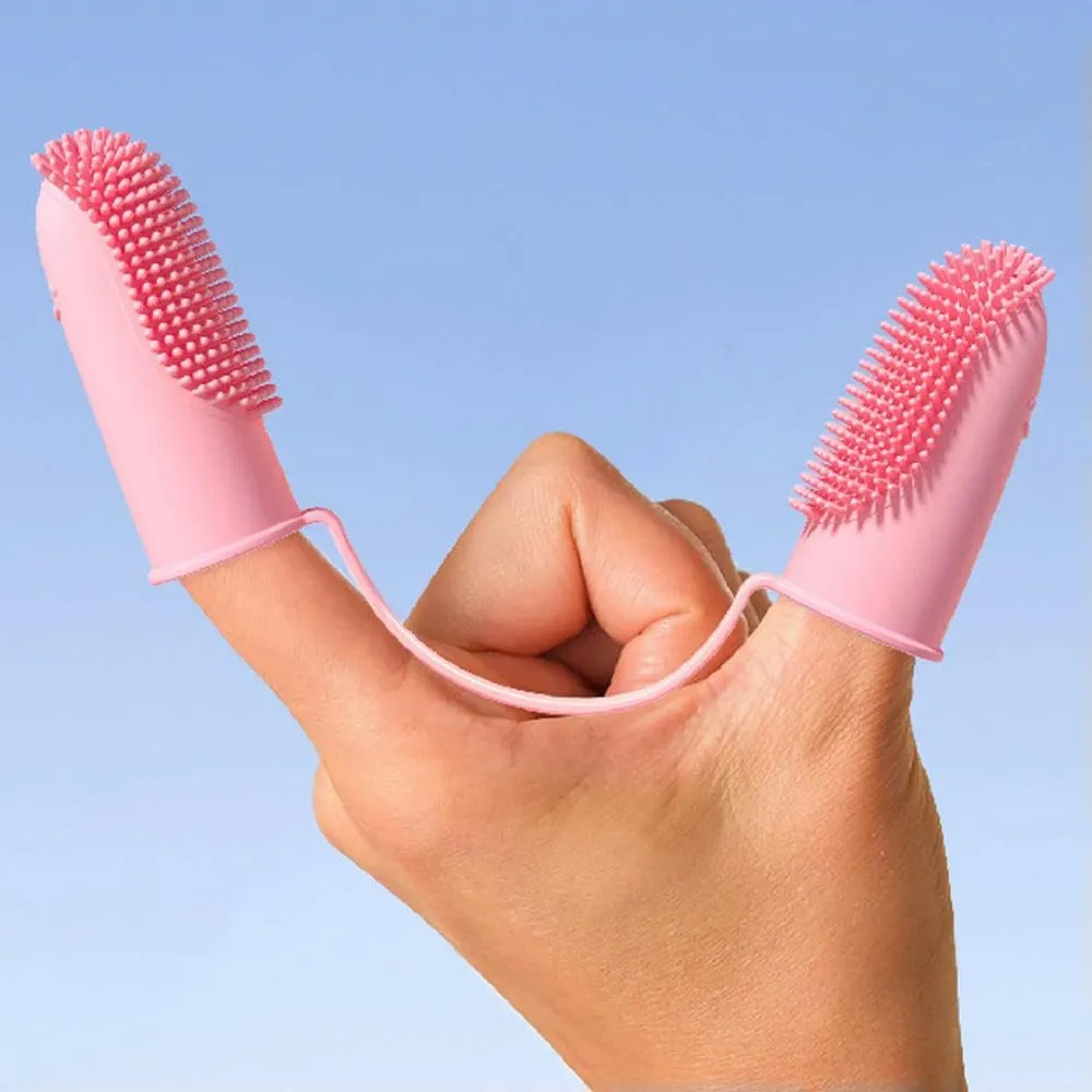 Pet Cat and Dog Silicone Soft Finger Set Toothbrush Teeth Cleaning Bad Breath Care Silicone