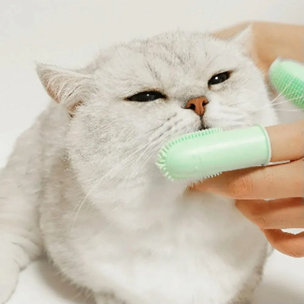 Pet Cat and Dog Silicone Soft Finger Set Toothbrush Teeth Cleaning Bad Breath Care Silicone