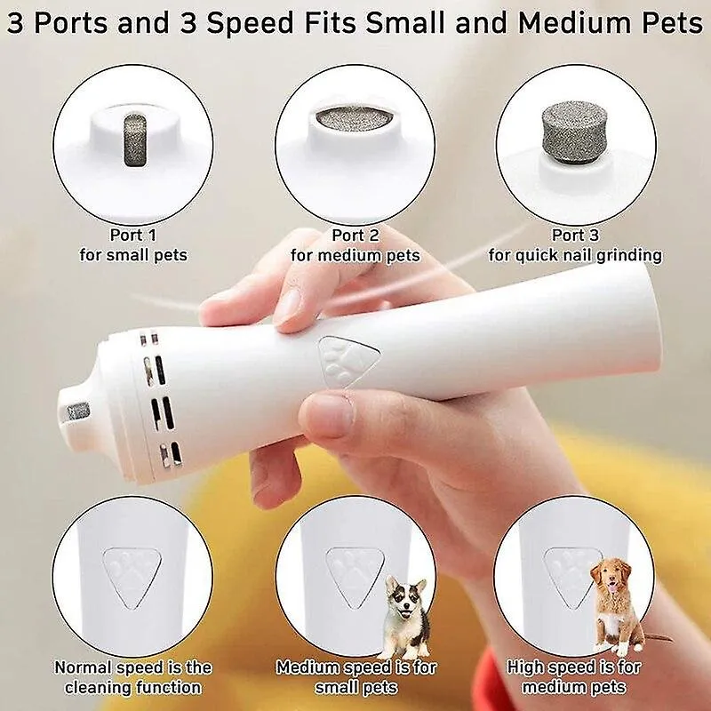 Pet nail tools dog nail grinder dust suction 3 speed painless low noise pet tools usb charging nail trimmer white