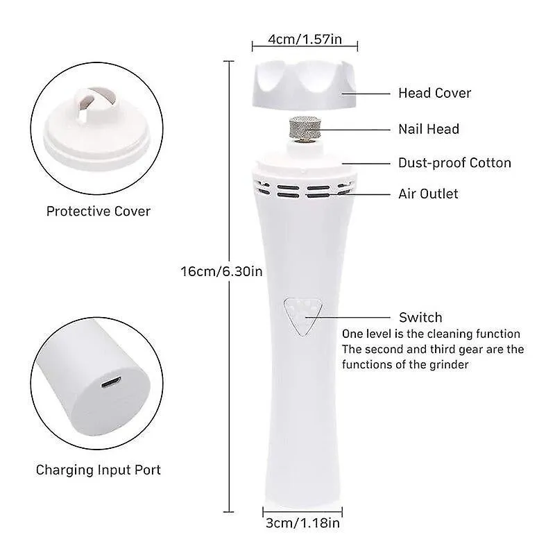 Pet nail tools dog nail grinder dust suction 3 speed painless low noise pet tools usb charging nail trimmer white