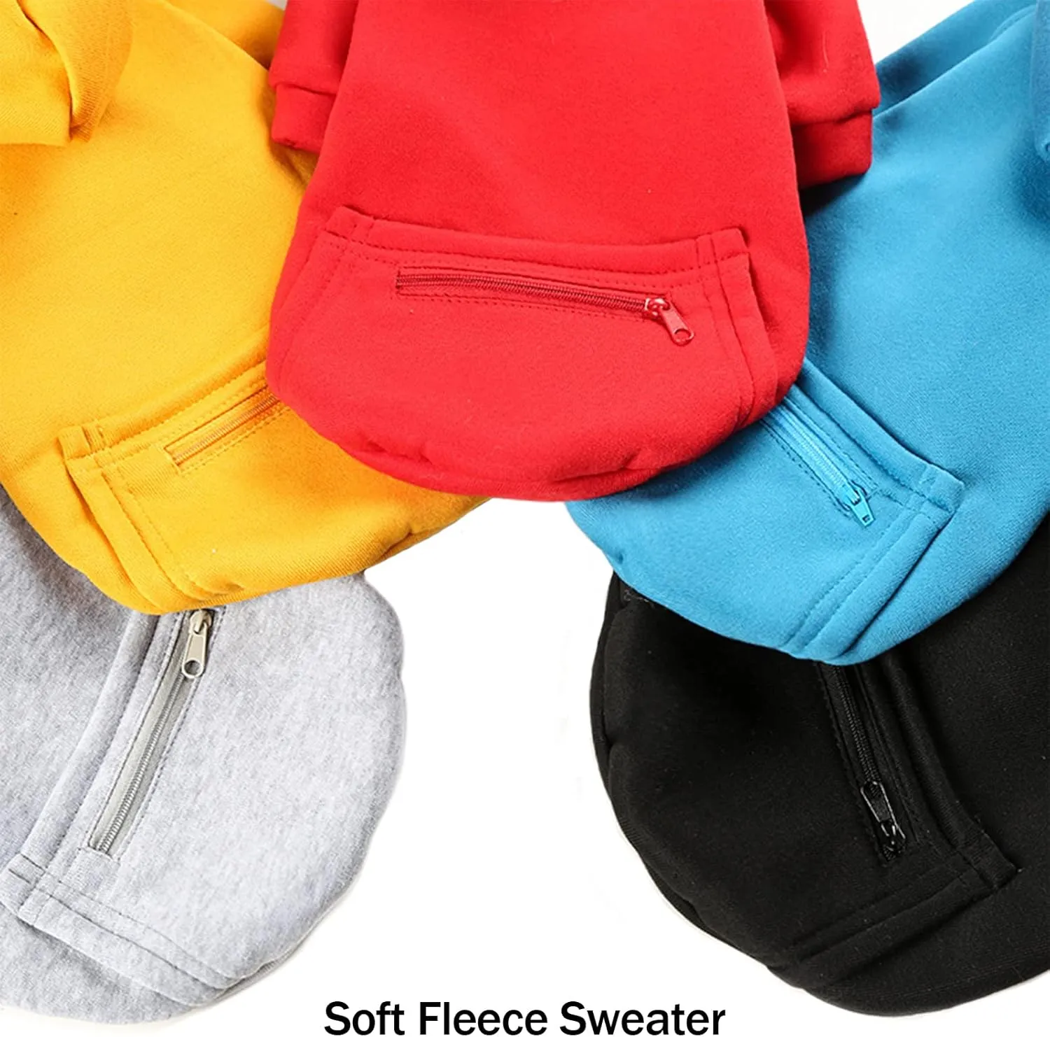PETCARE Grey Winter Dog Sweater - Soft Fleece Hooded Sweatshirt with Pocket - Small Dog Clothes for Chihuahua, Yorkies, French Bulldog - Cold Weather Coats
