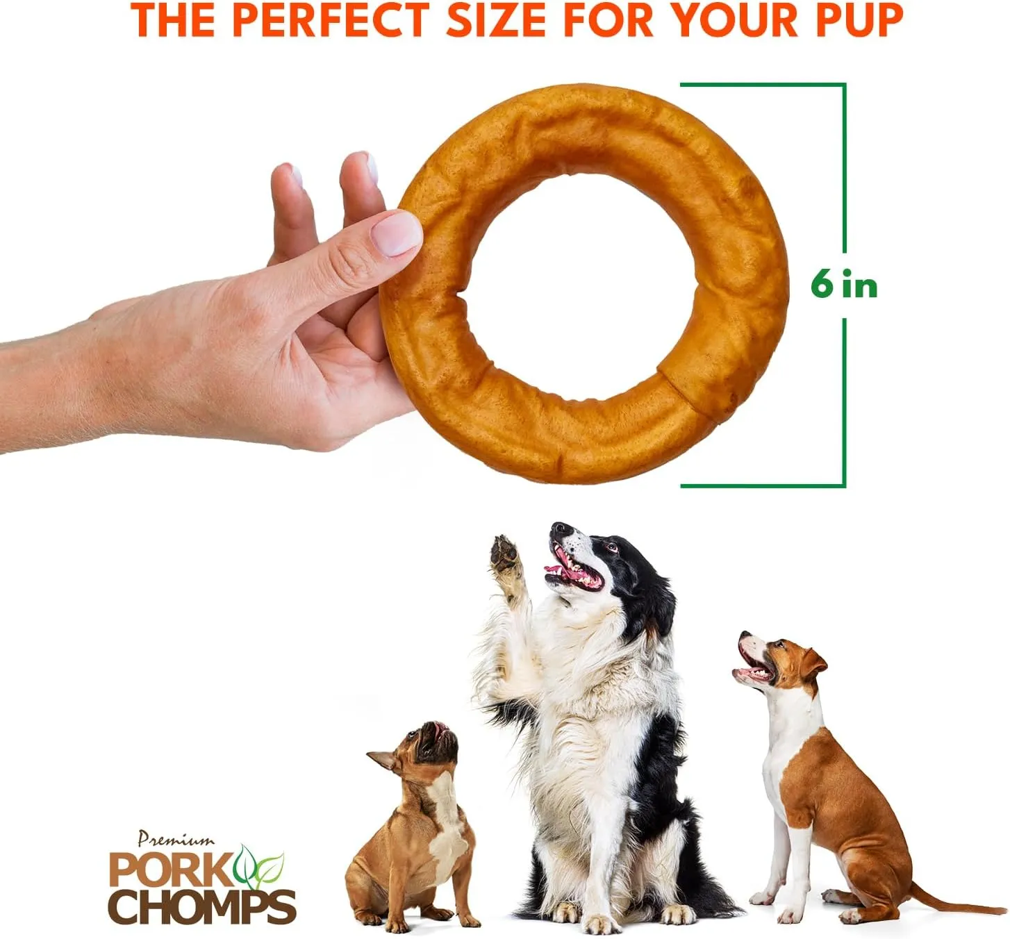 Pork Chomps Roasted Pork Skin Dog Chew, 6-inch Bagel, 1 Count