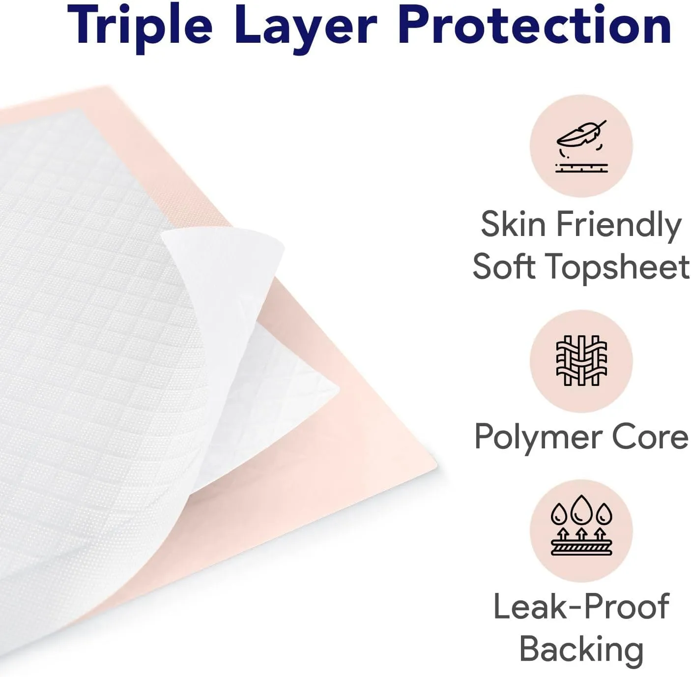 Premium Disposable Chucks Underpads 25 Pack, 30" x 36" - Highly Absorbent Bed Pads for Incontinence and Senior Care - Peach Color - Leak Proof Protection