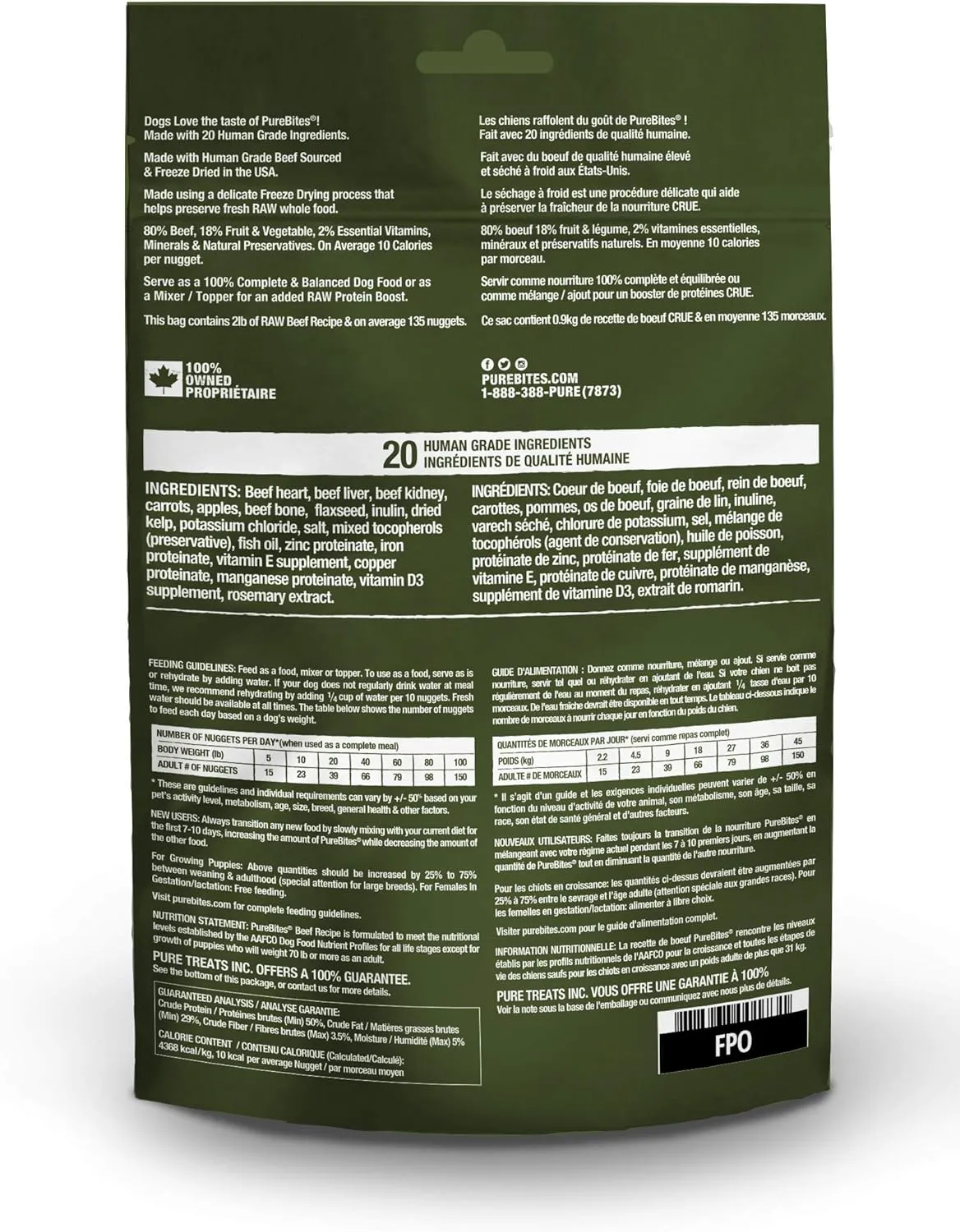 PureBites Beef Freeze Dried Dog Food  Topper, 20 Ingredients, Made in USA, 10oz