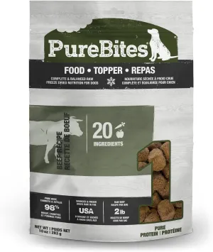 PureBites Beef Freeze Dried Dog Food  Topper, 20 Ingredients, Made in USA, 10oz