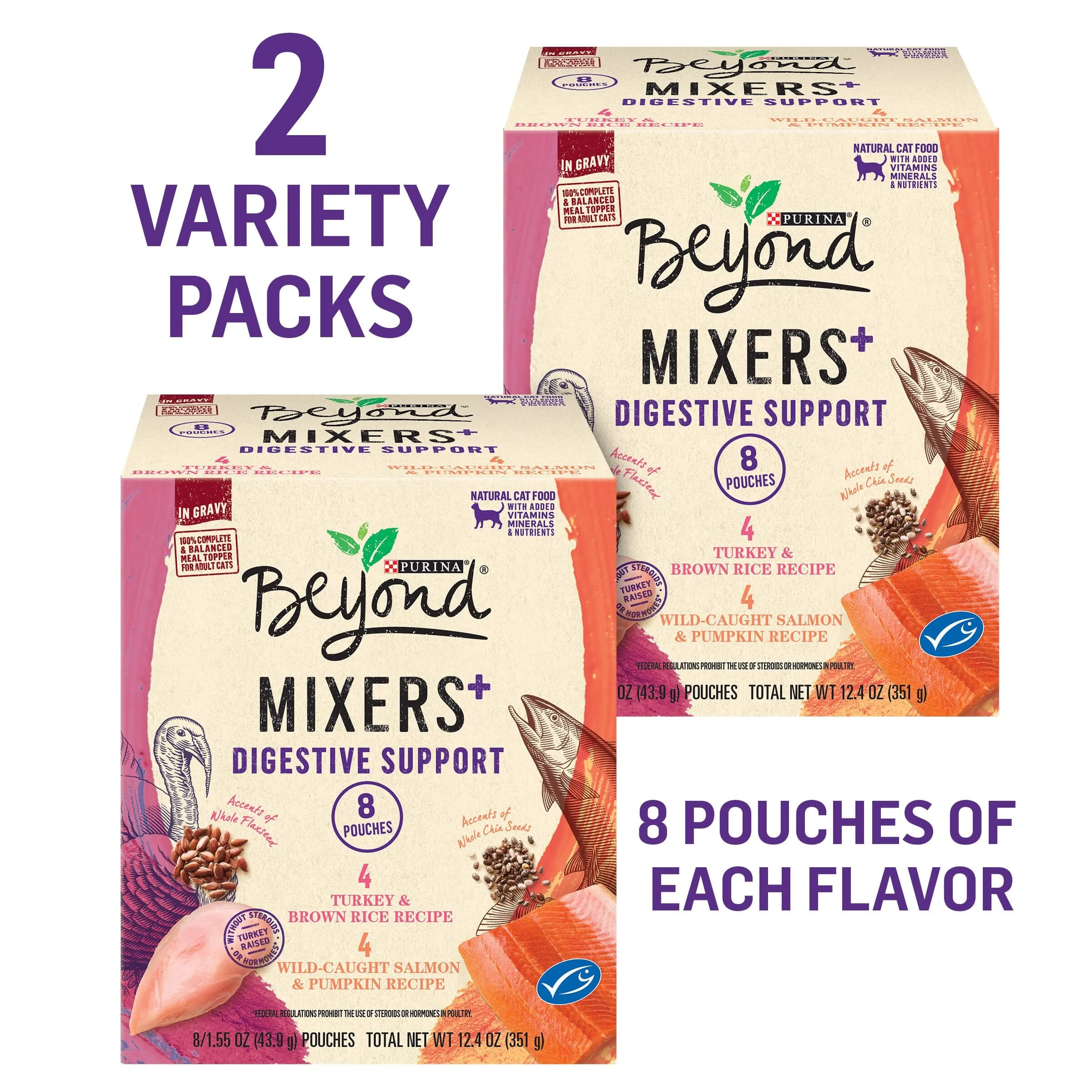 Purina Beyond Mixers  Digestive Support Wild-Salmon and Pumpkin Wet Cat Food and Topper Pouch - 1.55 Oz - Case of 16