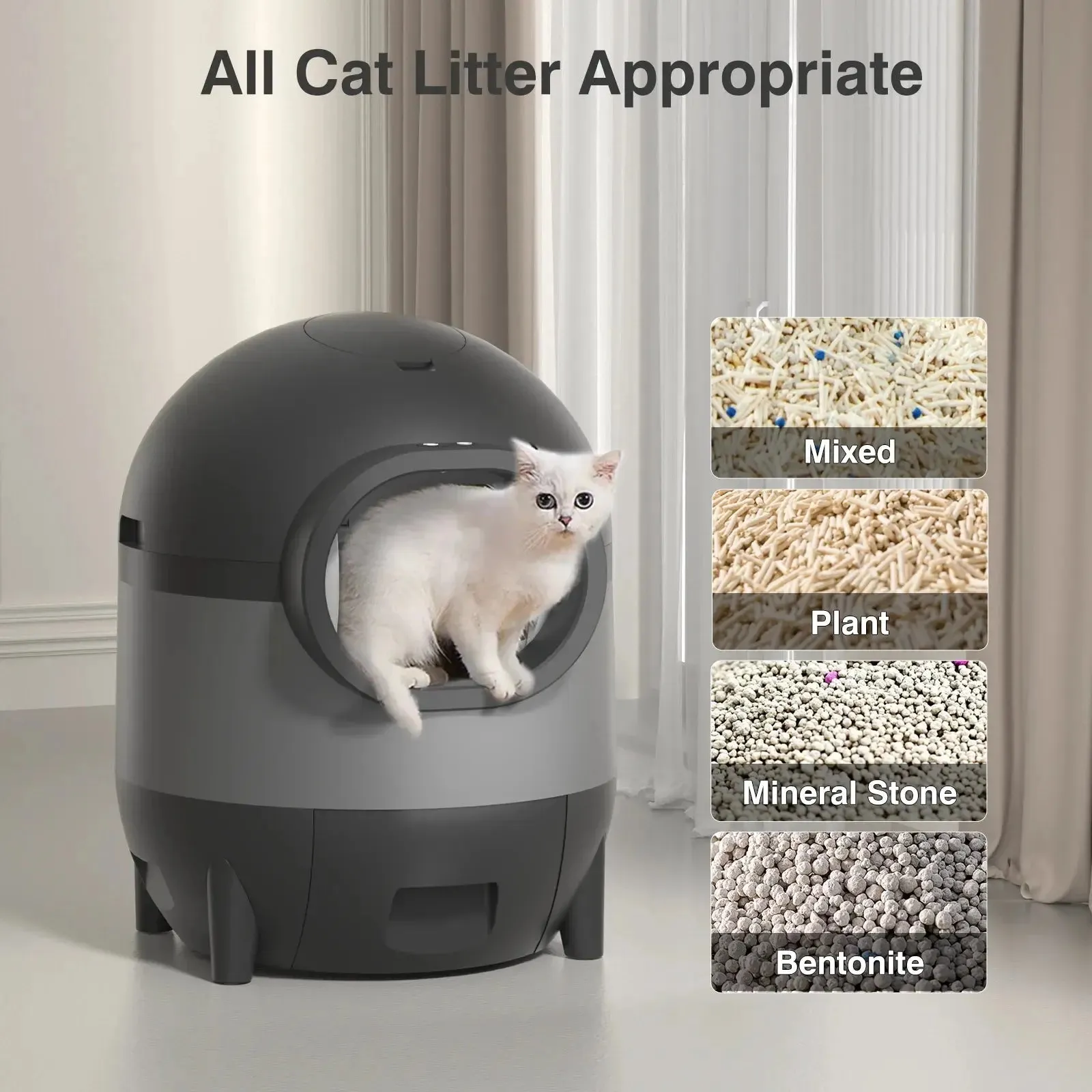 Self-Cleaning Cat Litter Box,  Automatic Cat Litter Box 2.4G Wifi with APP Control, Extra Large Capacity for Multiple Cats, Cat Litter Box Self Cleaning, Black