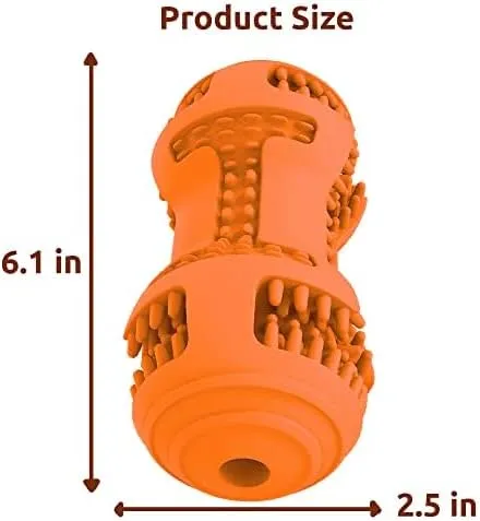 SIMENA Chew Toys for Dog Teeth Cleaning, Teething Toy for Medium Breeds, Dog Toothbrush Toy, Use with Peanut Butter or Toothpaste, Chew Sticks for Dogs (Bone, Orange)