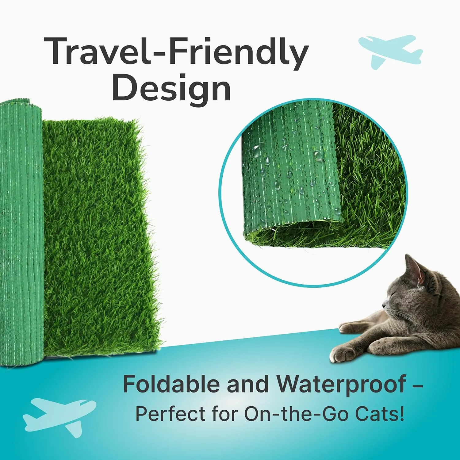 Skywin TidyFriend Cat Litter Box Mat, Cat Litter Rug Catcher, Washable and Lightweight Pet Accessories for Indoor (Grey) (Green, 24 x 17.5 Inches)