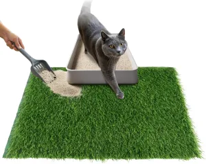 Skywin TidyFriend Cat Litter Box Mat, Cat Litter Rug Catcher, Washable and Lightweight Pet Accessories for Indoor (Grey) (Green, 24 x 17.5 Inches)
