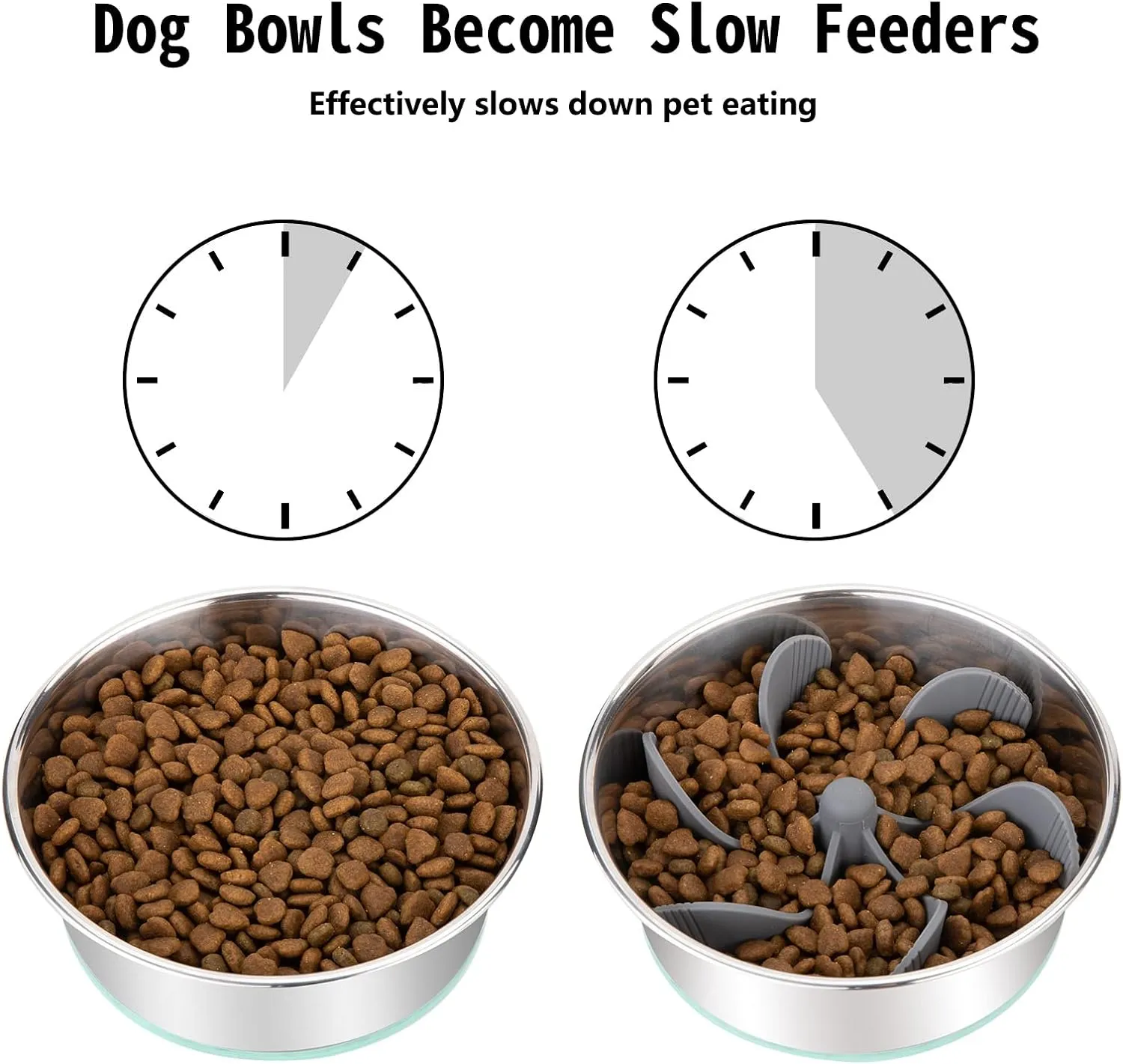 Slow Feeder Dog Bowls Insert [36 Octopus Suction Cups] Super Firm Slow Eating Bowl [Cuttable] for Small Breed and Medium Size Dog Compatible with Regular and Elevated (Spiral)