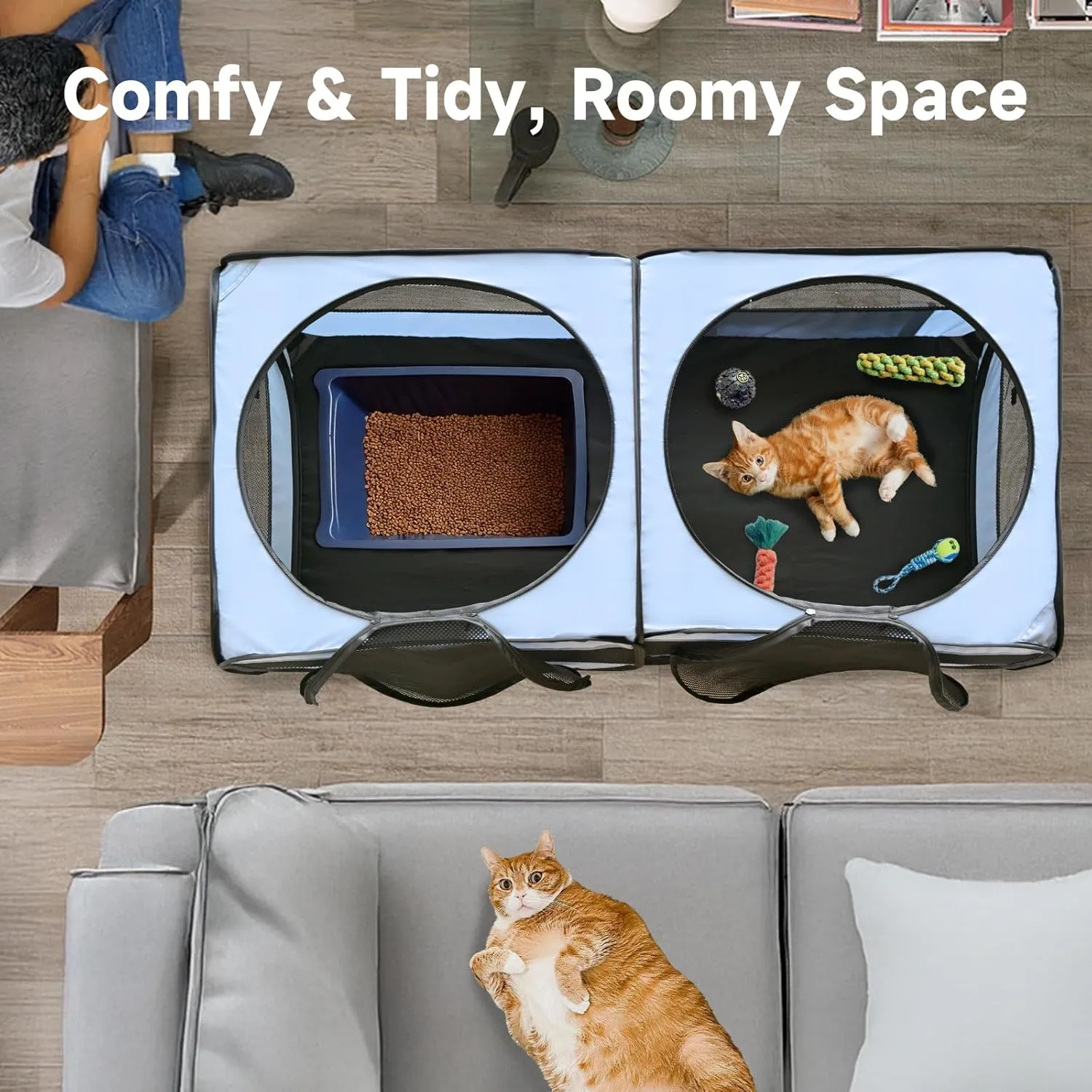 Small Animals Playpen Pop up Small Pet Cage Enclosure Hutch Tent Chick Run Brooder Box Coop Foldable Kennel for Kitten Ferret Puppy Guinea Pig Rabbit Hamster Chinchillas(No Divider, Unified Space)