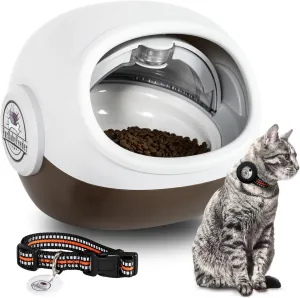 Sphere  RFID Automatic Cat Feeder with Mute Option & Tag Sleeve  Smart Feeder for Multi-Cat Homes  Works with Wet & Dry Food  Secure Locking Doors, LCD Display - Coffee
