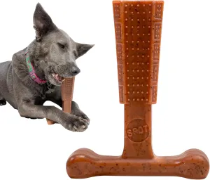 SPOT Bam-Bones Plus T-Bone, Bamboo Fiber & Nylon Dog Chew, Durable for Aggressive Chewers, Non-Splintering, for Adult Dogs & Teething Puppies Under 60lbs, 6in, Beef Flavor
