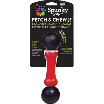 Spunky Pup Fetch and Chew Bone and Ball Durable Rubber Dog Toy - Small