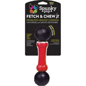 Spunky Pup Fetch and Chew Bone and Ball Durable Rubber Dog Toy - Small