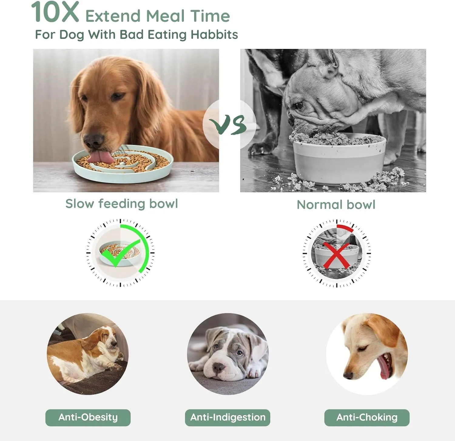 SPUNKYJUNKY Slow Feeder Ceramic Dog Bowls for Medium Breed 2 Pack Slow Down Eating Anti-Choking Dishes Slow Feeding for Fun Pet Bowl(21OZ Bowl*2,Light Green)
