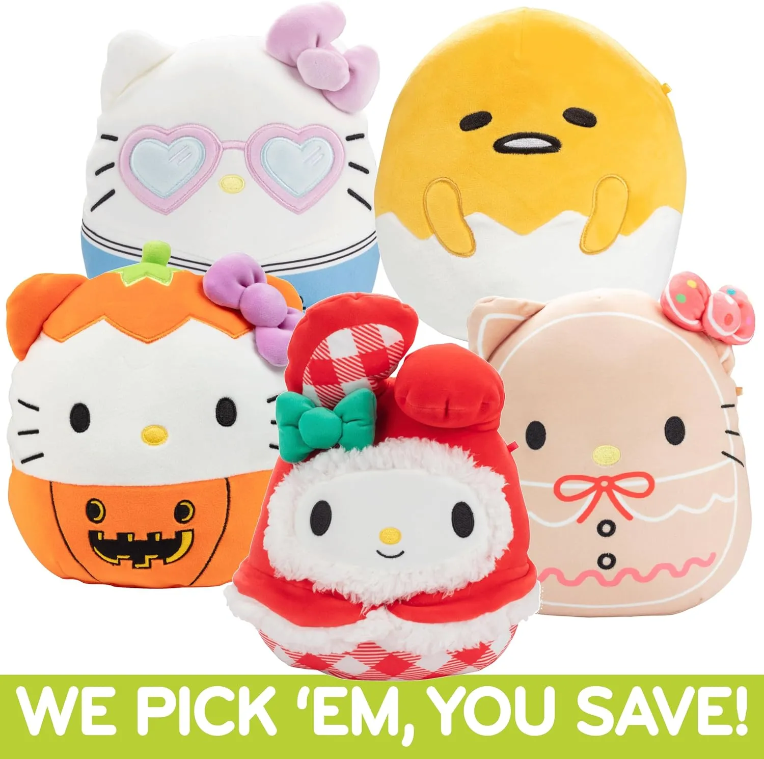 Squishmallows 8" Mystery Hello Kitty Sanrio 3-Squish Blind Box - Get Three Officially Licensed Sanrio Collectible Plush for Less -Soft & Squishy Stuffed Animal Toy - Gift Set for Kids, Girls & Boys