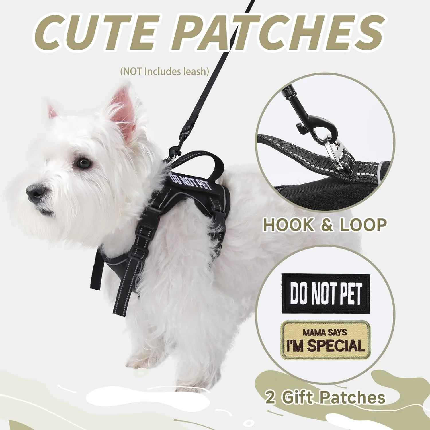 Tactical Dog Harness for Small Dog - Reflective Puppy Pet Vest No Pull Military Service Dog Vest with Vertical Handle XS Dog Harness for Outdoor Training