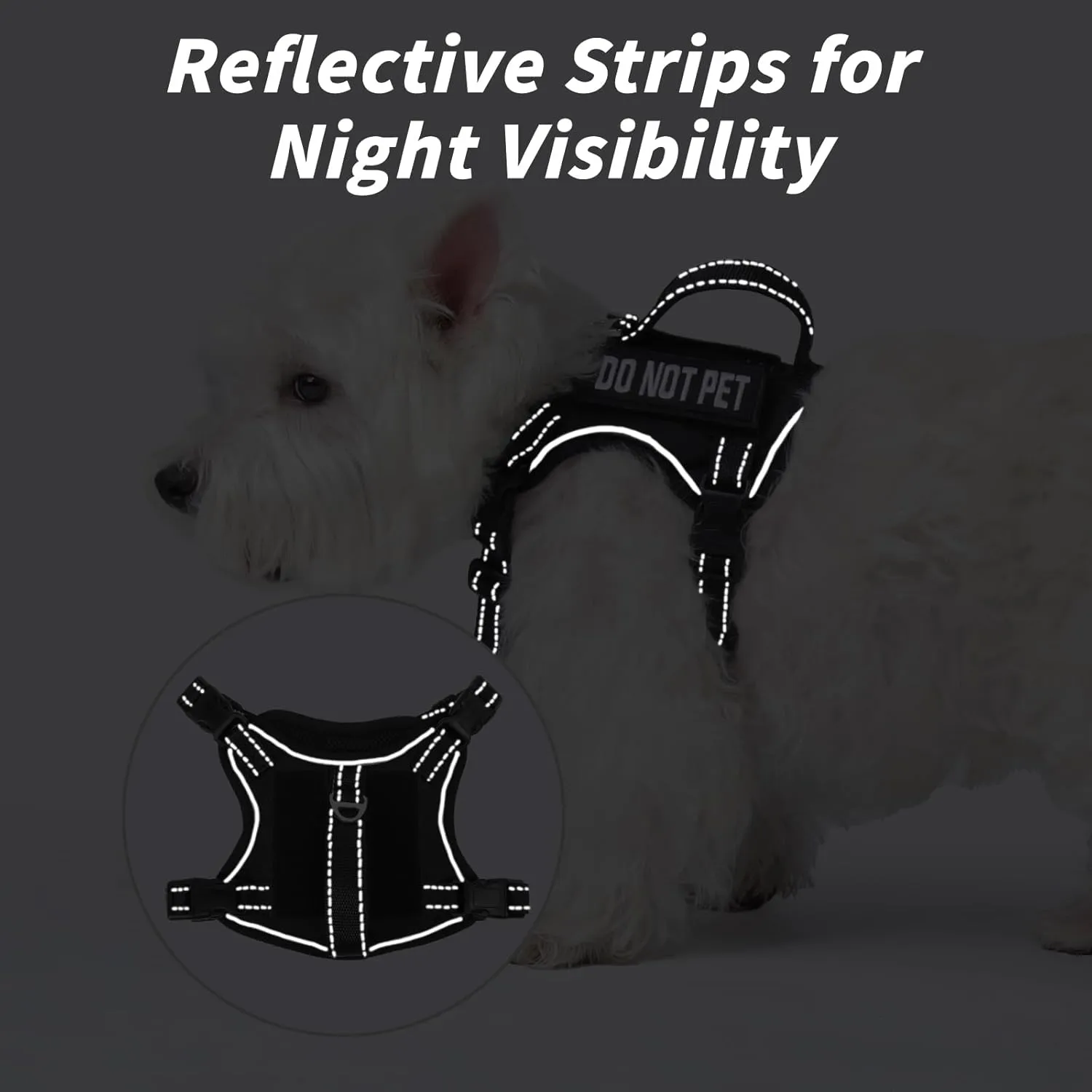 Tactical Dog Harness for Small Dog - Reflective Puppy Pet Vest No Pull Military Service Dog Vest with Vertical Handle XS Dog Harness for Outdoor Training