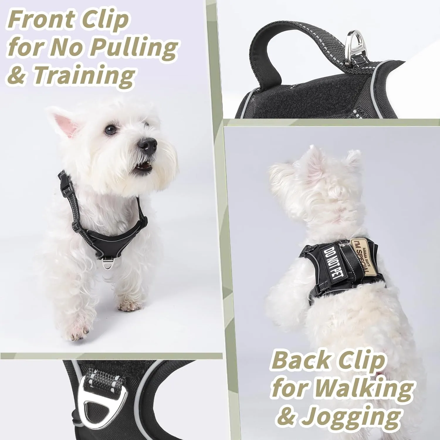 Tactical Dog Harness for Small Dog - Reflective Puppy Pet Vest No Pull Military Service Dog Vest with Vertical Handle XS Dog Harness for Outdoor Training