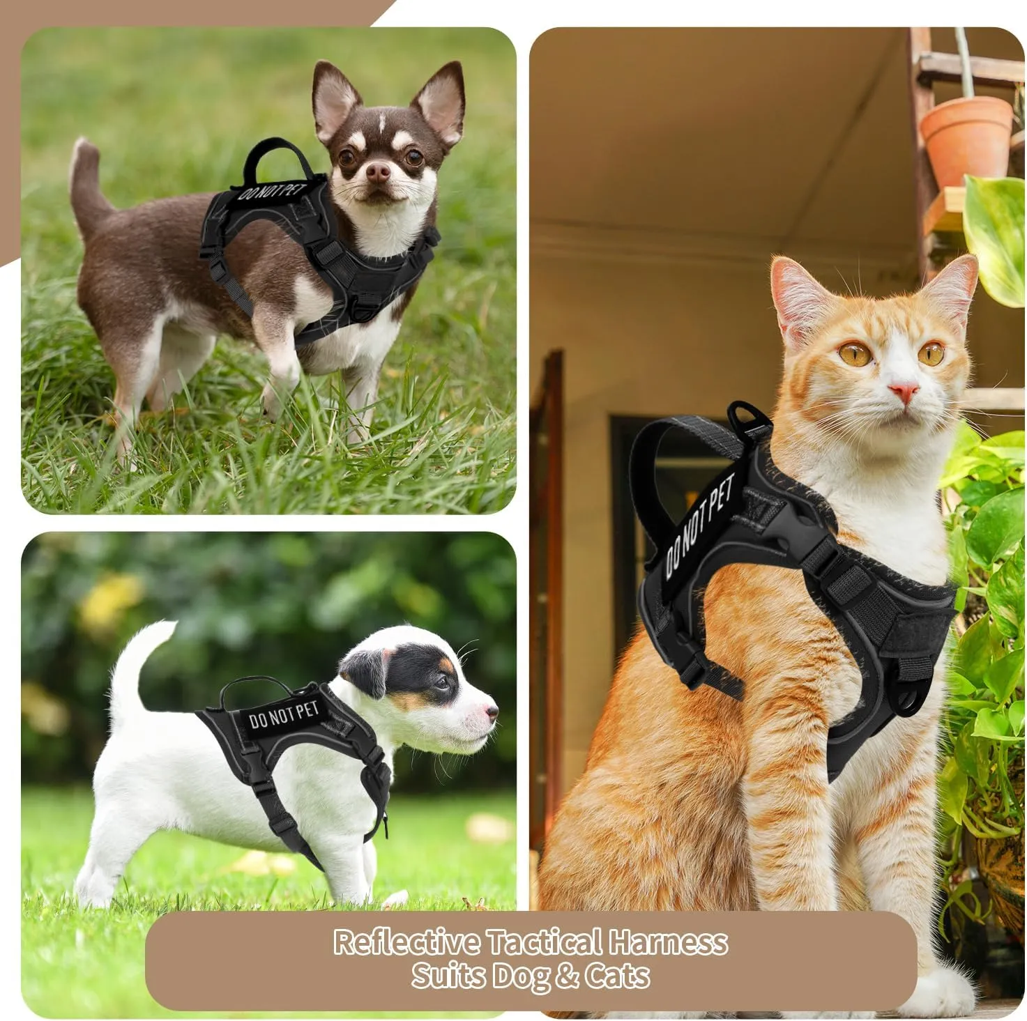 Tactical Dog Harness for Small Dog - Reflective Puppy Pet Vest No Pull Military Service Dog Vest with Vertical Handle XS Dog Harness for Outdoor Training