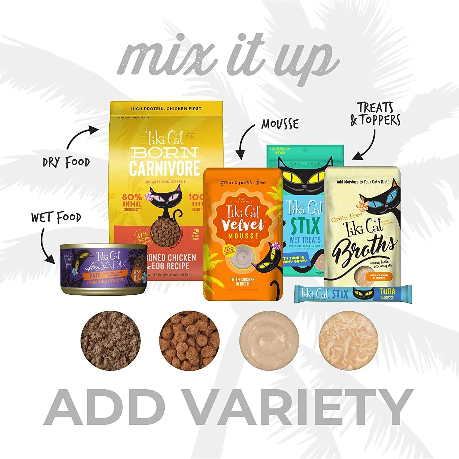 Tiki Cat Variety Pack of Chicken, Duck and Salmon STIX™ Cat Treats - (6 Tubes per Bag) - 3 Oz Bags - Pack of 12