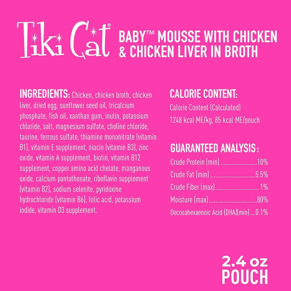 Tiki Cat Velvet Mousee Kitten (2.4 oz x 12 pouches)