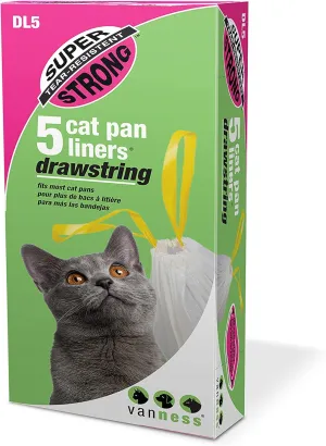 Van Ness Pets Litter Box Liners: Super Strong, Heavy Duty, Tear Resistant Cat Litter Bags, Drawstring Close, Jumbo, 5 Count, 36 x 18, Style DL5