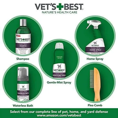Vet's Best Flea & Tick Shampoo for Cats | Premium Shampoo & Cat Flea Treatment | 12 oz