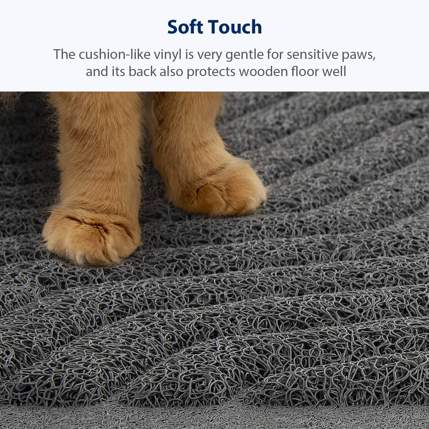 WePet Cat Litter Box Mat(No. 02-2), Kitty Premium PVC Pad, Durable Trapping Rug, Phthalate Free, Urine-Resistant, Scatter Control, XXL 47 x 36, Grey