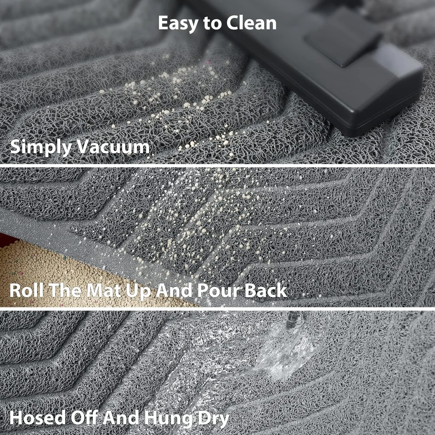 WePet Cat Litter Box Mat(No. 02-2), Kitty Premium PVC Pad, Durable Trapping Rug, Phthalate Free, Urine-Resistant, Scatter Control, XXL 47 x 36, Grey