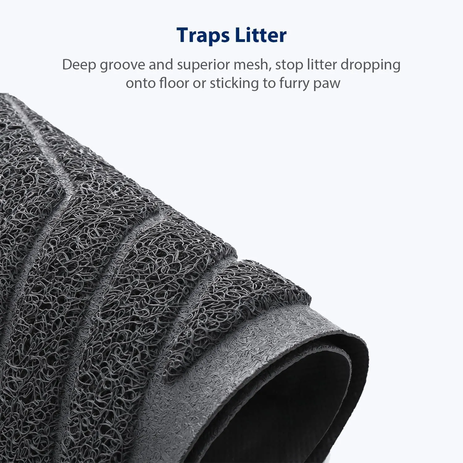 WePet Cat Litter Box Mat(No. 02-2), Kitty Premium PVC Pad, Durable Trapping Rug, Phthalate Free, Urine-Resistant, Scatter Control, XXL 47 x 36, Grey